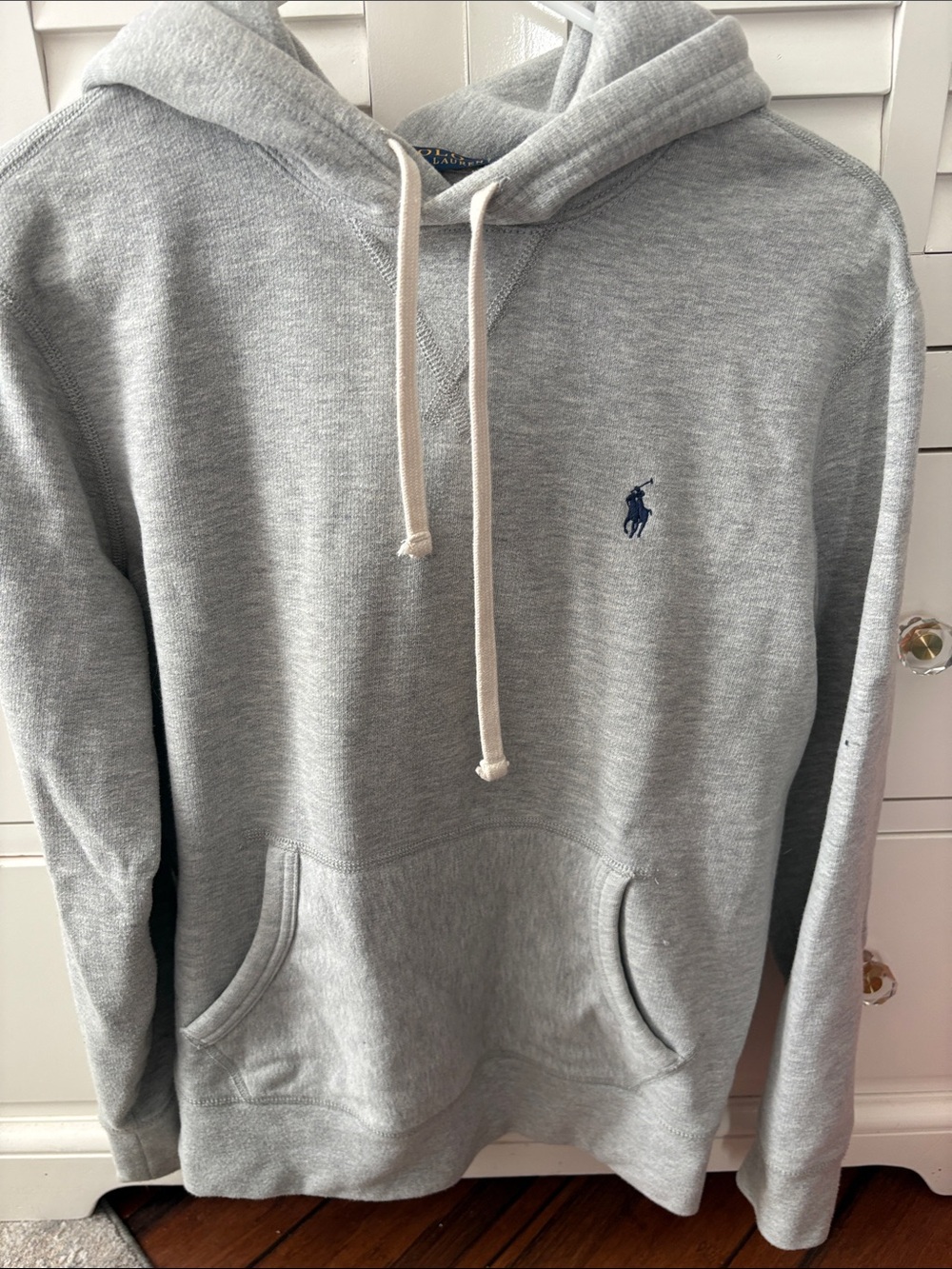 Ralph Lauren Light Gray Hooded Sweatshirt with Navy Pony
